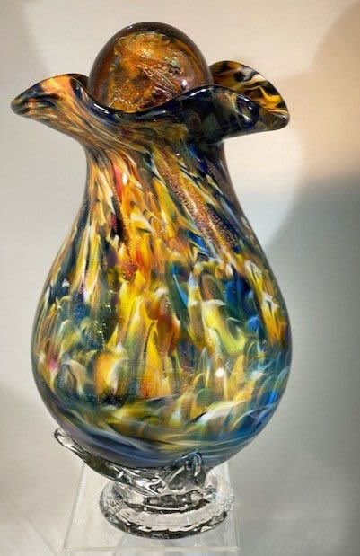 Glass Cremation Urn | Vases & Vessels by White Elk's Visions in Glass - Glass Artisan, Marty White Elk Holmes & COO, Jo Pierce