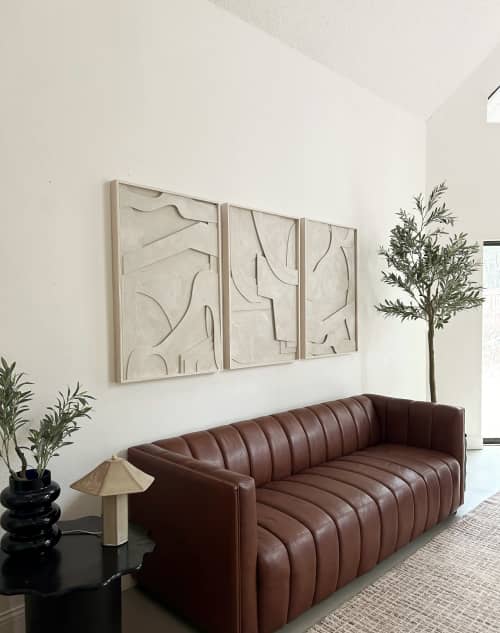 Brushed Plaster Painting, Dimensional Sculptural Artwork | Mixed Media by Blank Space Studios. Item made of wood works with contemporary & eclectic & maximalism style