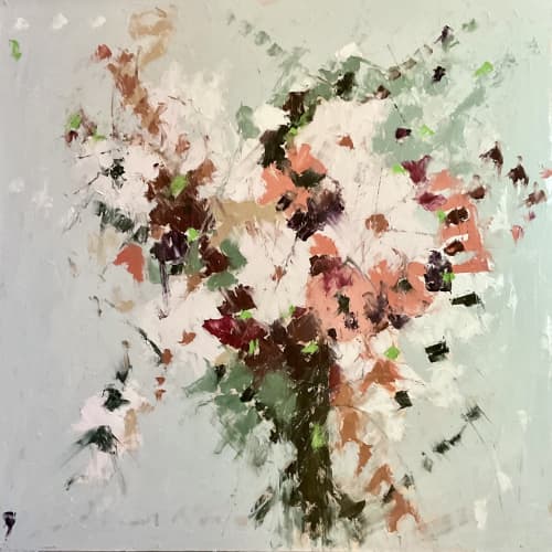 Abstract floral painting | Oil And Acrylic Painting in Paintings by Ronda Waiksnis. Item composed of canvas