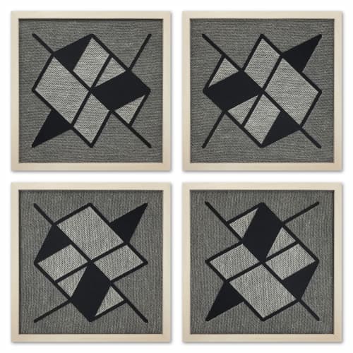Framed Jacquard Weavings | Wall Sculpture in Wall Hangings by Zuzana Licko. Item made of wood with fabric works with minimalism & mid century modern style