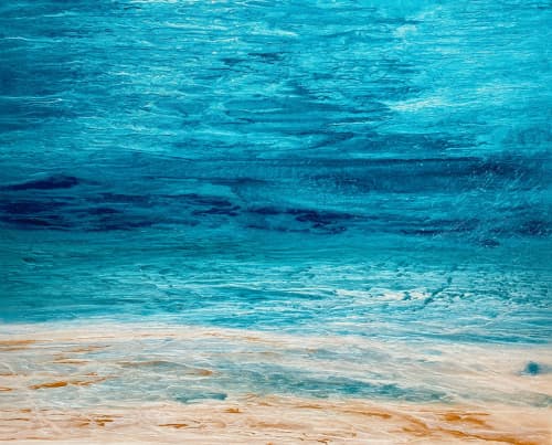 Summer Sea - Abstract Seascape | Oil And Acrylic Painting in Paintings by Kimberly Conrad Contemporary Art Gallery. Item made of canvas works with contemporary & coastal style