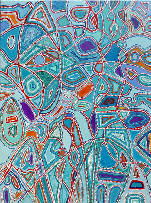 Beadwork | Oil And Acrylic Painting in Paintings by Anne Beletic | Private Residence in Dallas. Item made of canvas & synthetic