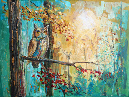 "Watcher of the Dawn" - Original Painting | Oil And Acrylic Painting in Paintings by DaggArt