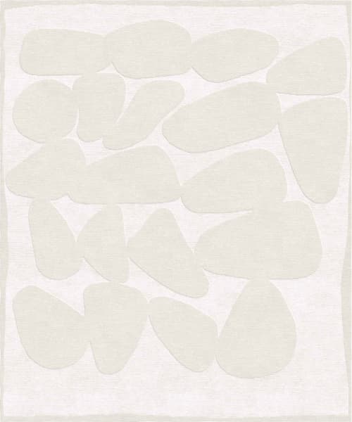 White rug for Living room abstract pattern - Tratto Largo | Small Rug in Rugs by Atelier Tapis Rouge. Item composed of wool in minimalism or contemporary style