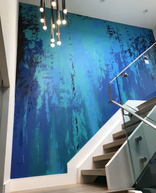 Blue Mural - two stories | Murals by Murals By Marg. Item made of synthetic