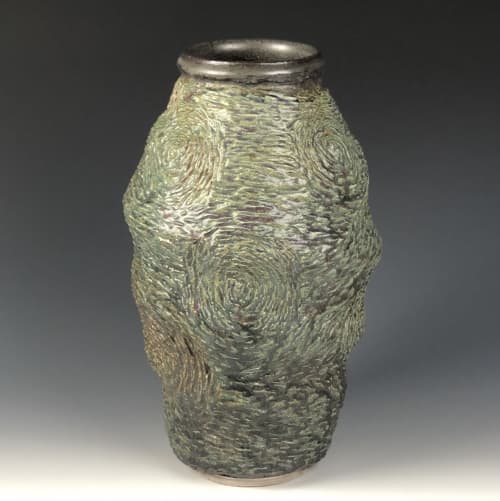 "Vincent" Series Carved Vessels | Vase in Vases & Vessels by Crazy Green Studios. Item composed of stoneware