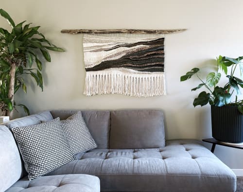 Earth & Sky woven wall hanging | Macrame Wall Hanging in Wall Hangings by Little Larch Studio. Item made of wood & cotton