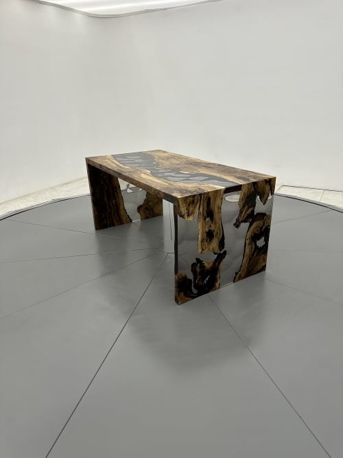 Waterfall Epoxy Table - Dining Table - Kitchen Table | Tables by Tinella Collection. Item made of walnut with synthetic works with minimalism & contemporary style