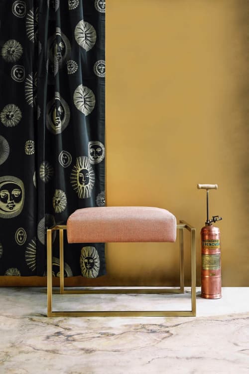 Famed Pouffe | Accent Chair in Chairs by LAGU. Item made of brass