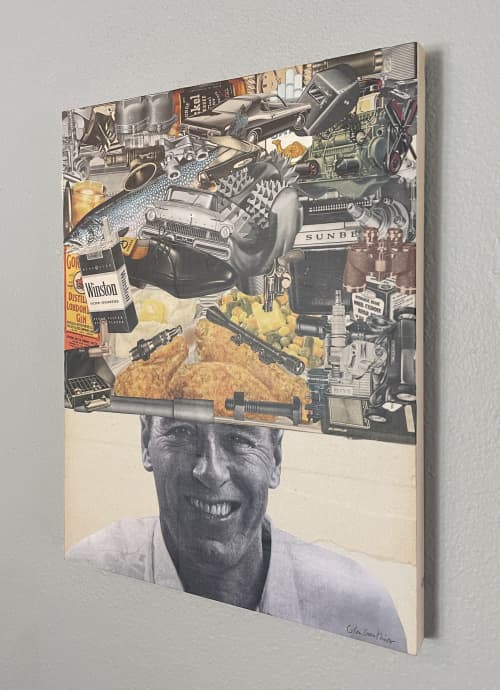 The Midcentury Man | Mixed Media by Glen Gauthier. Item made of wood with paper