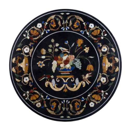 Black marble table, side table, coffee table, tabletop | Tables by Innovative Home Decors. Item composed of marble in country & farmhouse or art deco style