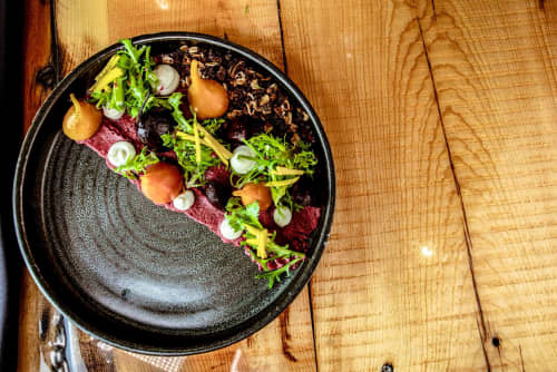 Dinner Plate | Dinnerware by Dowd House Studios | The Restaurant at White Buffalo Club in Jackson. Item composed of stoneware
