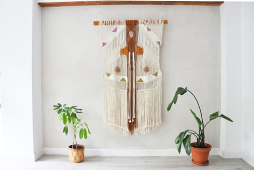 Tumbleweed Bloom | Macrame Wall Hanging in Wall Hangings by Dörte Bundt. Item composed of oak wood and cotton in boho or mid century modern style