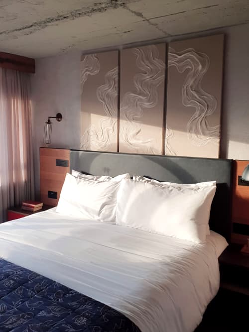 Here in Time II | Embroidery in Wall Hangings by Saskia Saunders | Treehouse Hotel London in London. Item composed of linen and fiber in minimalism or contemporary style