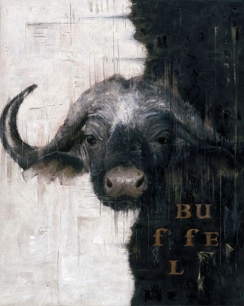 Erica Hopper "Buffel" | Oil And Acrylic Painting in Paintings by YJ Contemporary Fine Art | YJ Contemporary Fine Art in East Greenwich. Item made of synthetic