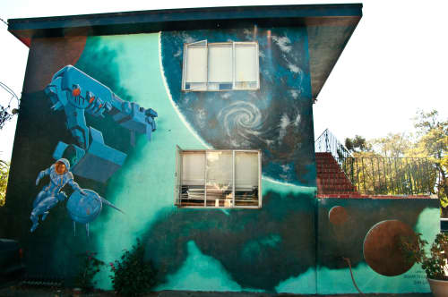 Outerspace Mural | Street Murals by Lindsey Millikan | Private Residence - Oakland, CA in Oakland. Item composed of synthetic