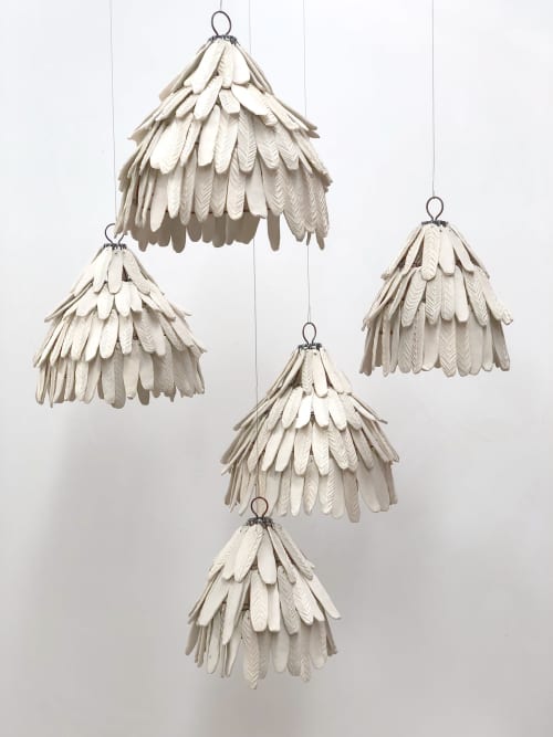 The Mud Leaf Dome | Pendants by Mud Studio, South Africa. Item composed of steel & stoneware