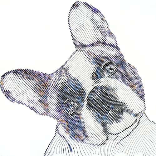 MY FRENCHIE MY BEST FRIEND | Oil And Acrylic Painting in Paintings by Virginie SCHROEDER. Item made of canvas with synthetic works with art deco style