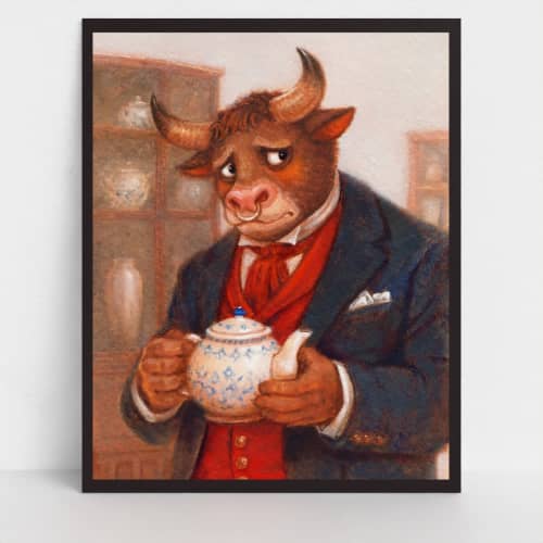 Mr. Oxley Buys a Teapot- Augmented Reality Print | Prints by Magic Mirror Gallery