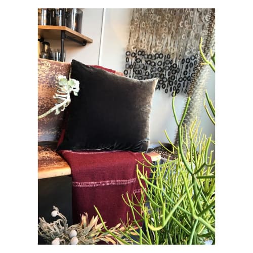 Charcoal pillow | Pillows by Edie Ure Designer and Botanical Dyer | Cedar & Hyde Mercantile in Boulder. Item composed of fabric and fiber