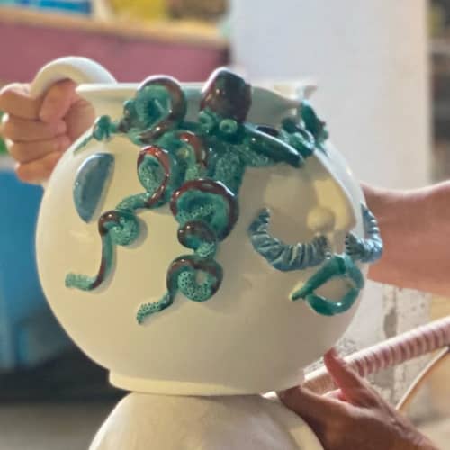 Salvo ‘u pulparu Seller of octopus | Pitcher in Vessels & Containers by Patrizia Italiano. Item made of ceramic