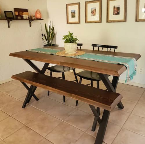 Solid Wood Dining Table , Farmhouse Custom Dine Table | Tables by OzzWoodArt. Item made of wood works with country & farmhouse & coastal style