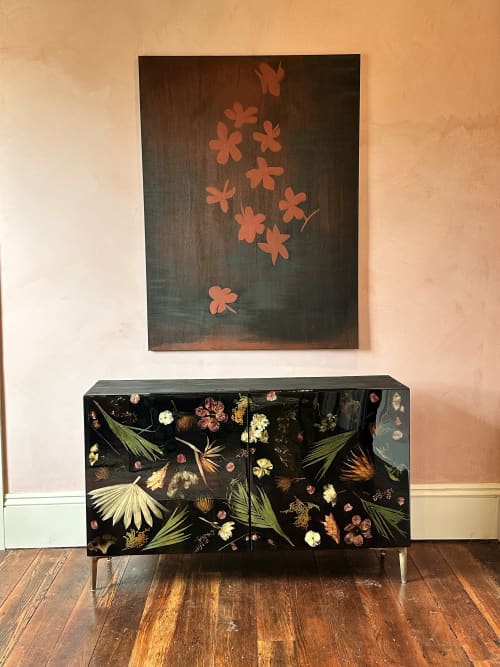 Moody Real Flower Credenza | Buffet Table in Tables by Lush Magnolia. Item in minimalism or mid century modern style