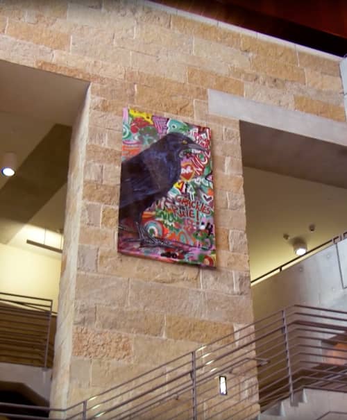 Graffiti Grackle | Oil And Acrylic Painting in Paintings by Christy Stallop | The People's Gallery in Austin. Item made of canvas