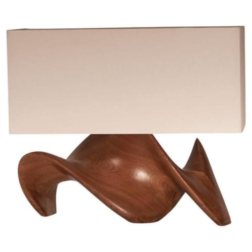 Amorph Bonsai Table Lamp, Solid Walnut Wood with Ivory Silk | Lamps by Amorph. Item composed of walnut