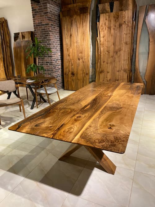 Custom Solid Black  Walnut Dining Table -In Stock | Tables by Gül Natural Furniture. Item made of wood works with minimalism & contemporary style