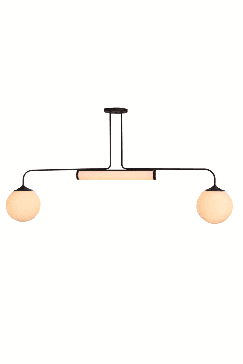 Tona Pendant Milk Glass Chandelier - Curved | Pendants by Atrix Lighting | Los Angeles in Los Angeles. Item made of glass