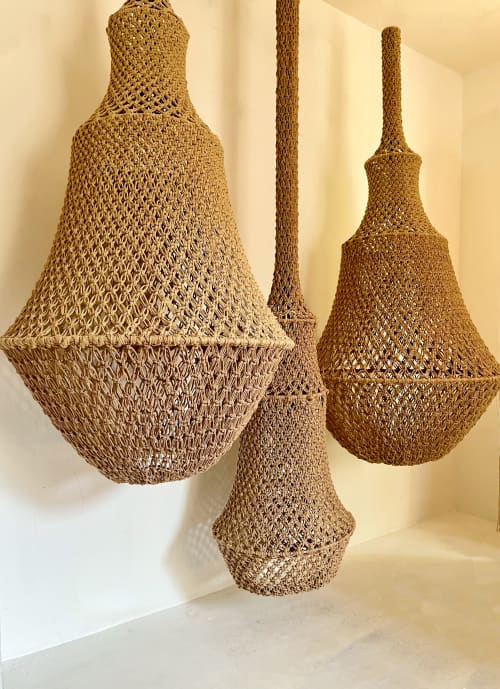 3 set lampshades | Chandeliers by Mx.Atelier. Item composed of cotton & fiber compatible with boho and contemporary style