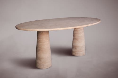 Travertine Dining Table. Dining Table. Dining Room Table. | Tables by HamamDecor LLC. Item made of marble compatible with minimalism and contemporary style