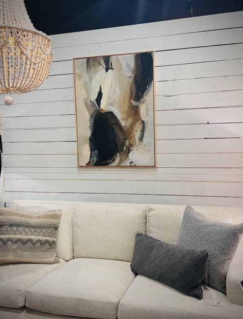 Large Abstract in Brown and Neutral tones | Mixed Media by Arohika Verma | First & Main Design Market in Bothell. Item composed of wood & canvas compatible with minimalism and contemporary style