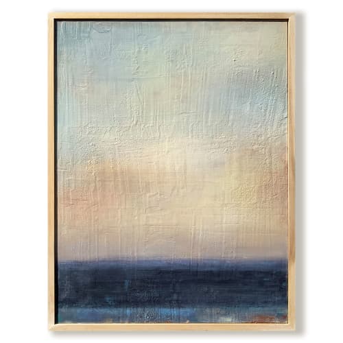 Oil and Cold Wax Abstract Seascape Painting | Oil And Acrylic Painting in Paintings by Suzanne Nicoll Studio. Item made of wood works with contemporary & coastal style