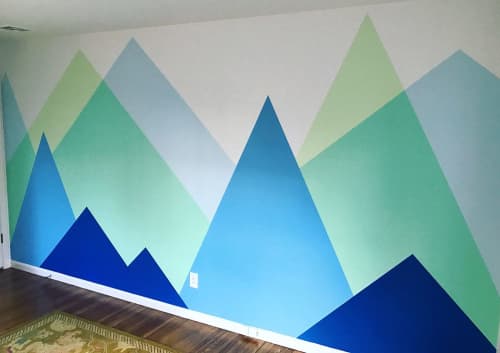 Modern Mountain Nursery Mural | Murals by Toni Miraldi / Mural Envy, LLC. Item made of synthetic