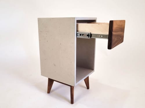 Classic Straight | Nightstand in Storage by Curly Woods. Item composed of oak wood and concrete in modern style