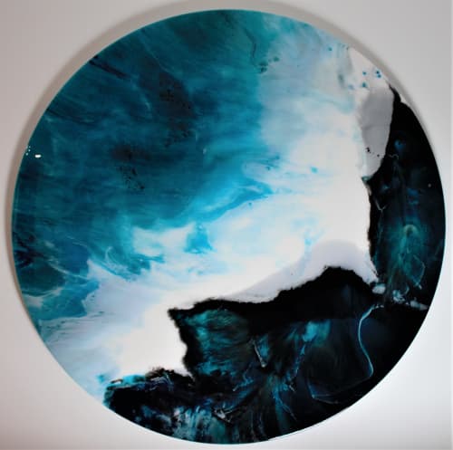 Ocean Resin Painting | Oil And Acrylic Painting in Paintings by Caylin Rose Janet. Item made of wood with synthetic works with contemporary style