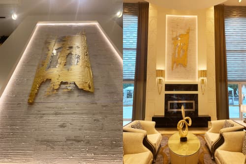 GOLD | Oil And Acrylic Painting in Paintings by Pamela Nielsen Contemporary Art | One Turnberry Place Condo in Las Vegas. Item made of canvas with synthetic