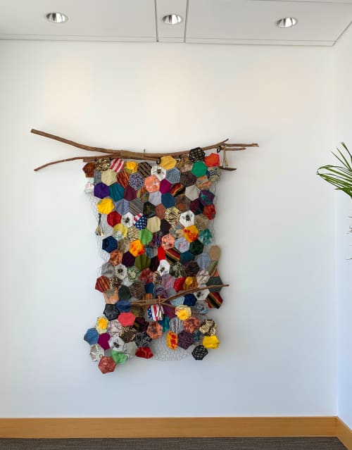Prayers Carried on the Wind to the Heart of the Moon | Tapestry in Wall Hangings by Roxane Hollosi Fine Arts. Item made of fabric with metal