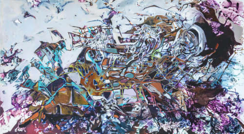 Landscape #18 | Oil And Acrylic Painting in Paintings by Zahra Nazari Studios | New York in New York. Item composed of canvas and synthetic in contemporary or modern style