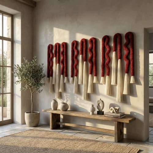 Handcrafted Wool Fiber Sculpture | Custom wall art | Wall Sculpture in Wall Hangings by Sarmal Design. Item composed of cotton & fiber compatible with boho and minimalism style