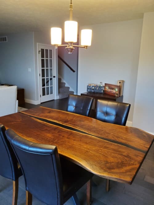 Custom Live Edge Wood & Resin River Table (10) | Dining Table in Tables by Carlberg Design. Item made of wood with synthetic