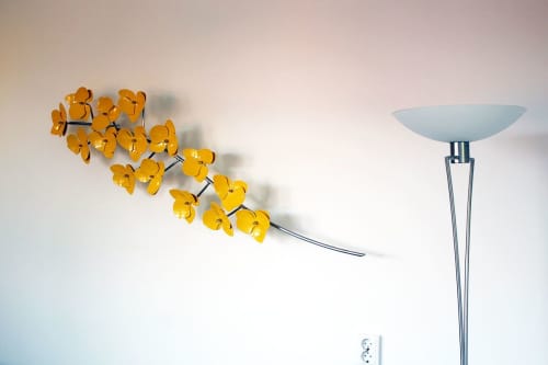 orchid flower - polished and coated Stainless Steel | Wall Sculpture in Wall Hangings by Jeroen Stok. Item made of steel