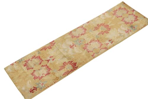 Spanish European runner in Gold, Red & Blue Floral Pattern | Area Rug in Rugs by Rug and Kilim