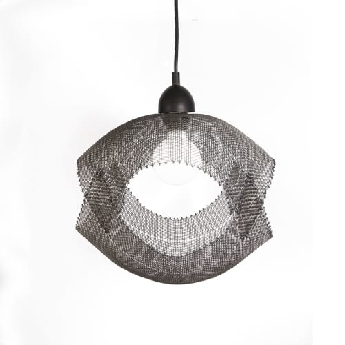 "Orb I" Steel Wire Mesh Pendant Light 14" - Medium | Pendants by Anne Lindsay. Item composed of steel compatible with contemporary and eclectic & maximalism style