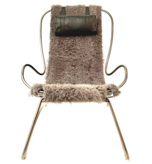 Chaise Lounge Curved Steel & VegetableTanned Cowhide by Jover + Valls