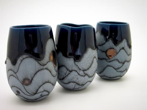 Blue wave mugs | Drinkware by Single-Tooth Productions. Item made of ceramic
