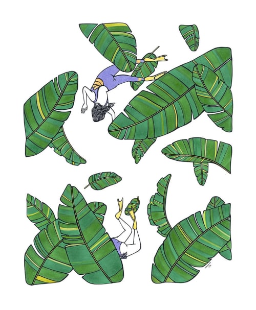 ARTWORK - LEAFY 14" by 17" Pen on Bristol Paper | Drawings by Kris Goto | Kris Goto Studio in Honolulu. Item composed of paper