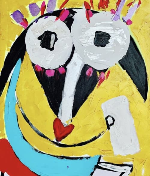 Woof | Oil And Acrylic Painting in Paintings by Lulu Bella Art | Colorado Tower in Austin. Item made of canvas & synthetic
